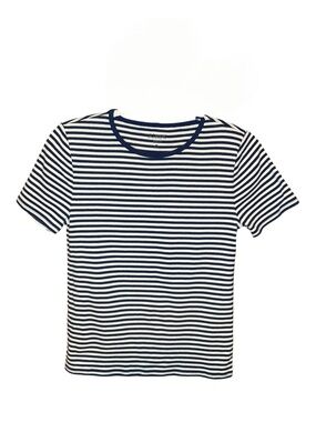 J. Crew Perfect Fit Navy White Stripe Tee Medium